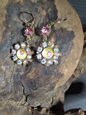Besty Johnson Pink Floral Drop Earrings - Women Jewelry